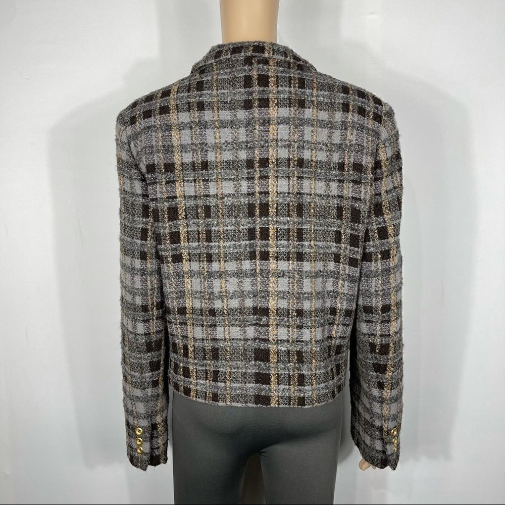Harve Benard Brown Plaid Button Up Wool Jacket - Picture 15 of 15